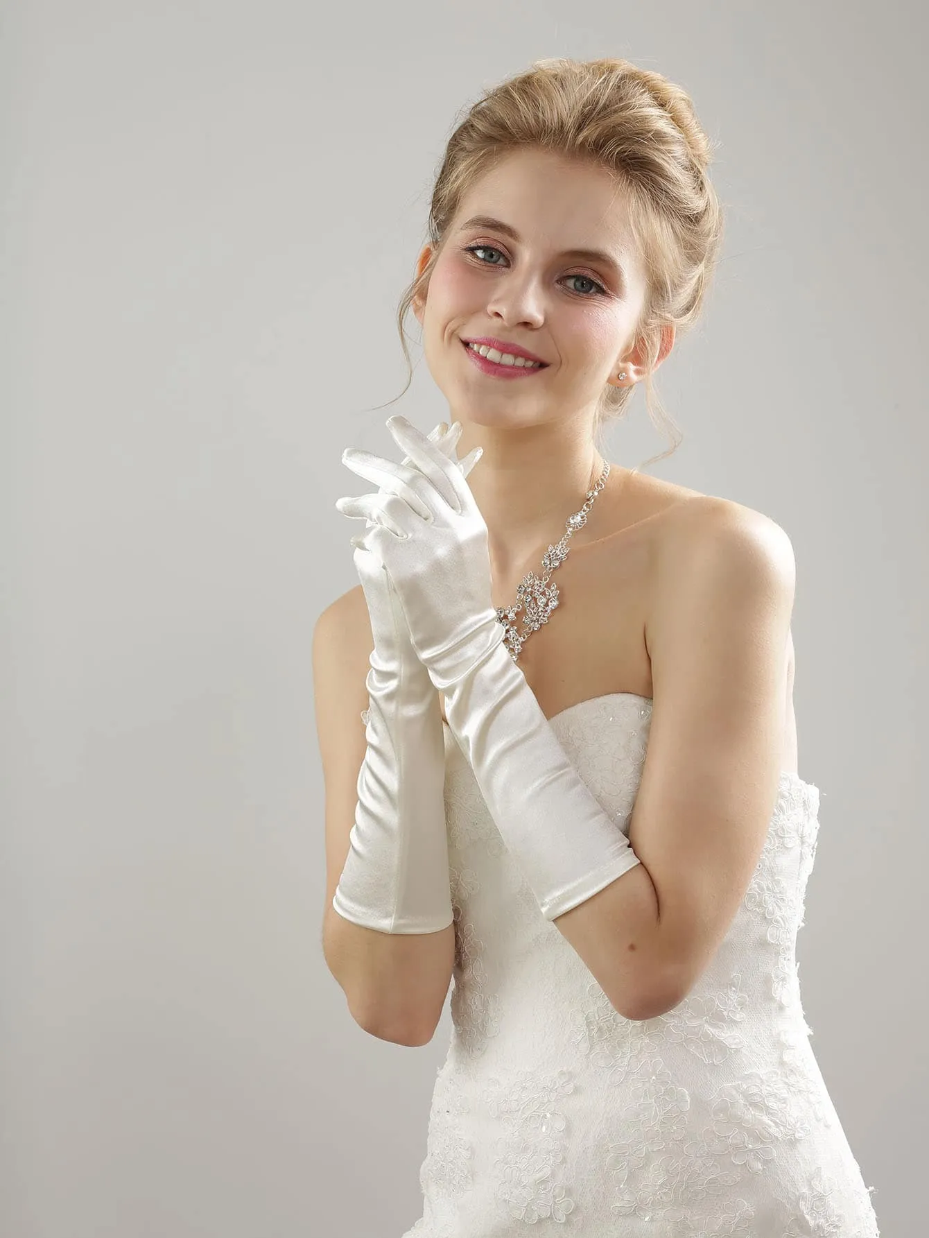 1pair Fashionable &  Gothic Style Party Dress Rose Lace Gloves For Women Bow