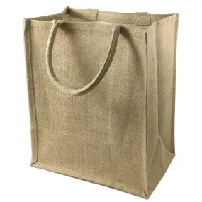 (6 Bottles) Natural Jute Wine Gift Totes With Dividers, Wine Bottles Holder Bags