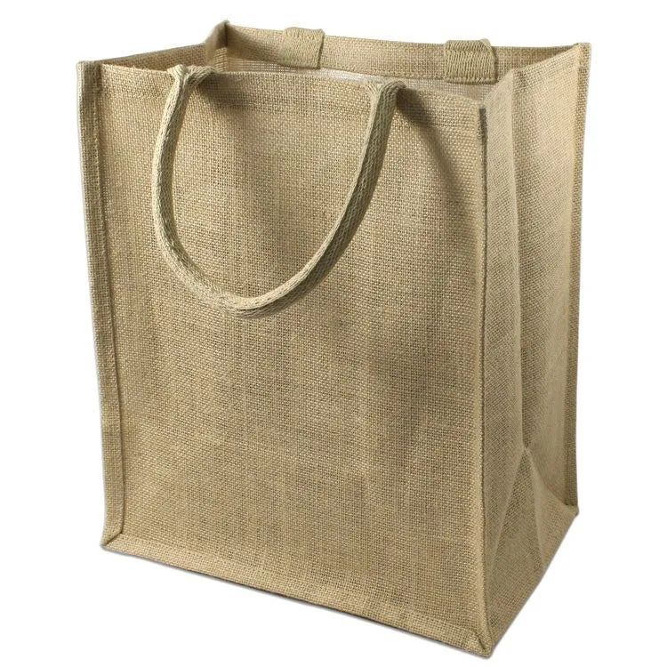 (6 Bottles) Natural Jute Wine Gift Totes With Dividers, Wine Bottles Holder Bags