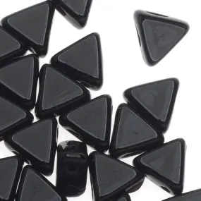 Czech Glass Kheops par Puca, 2-Hole Triangle Beads 6mm, Jet Black (9 Grams)