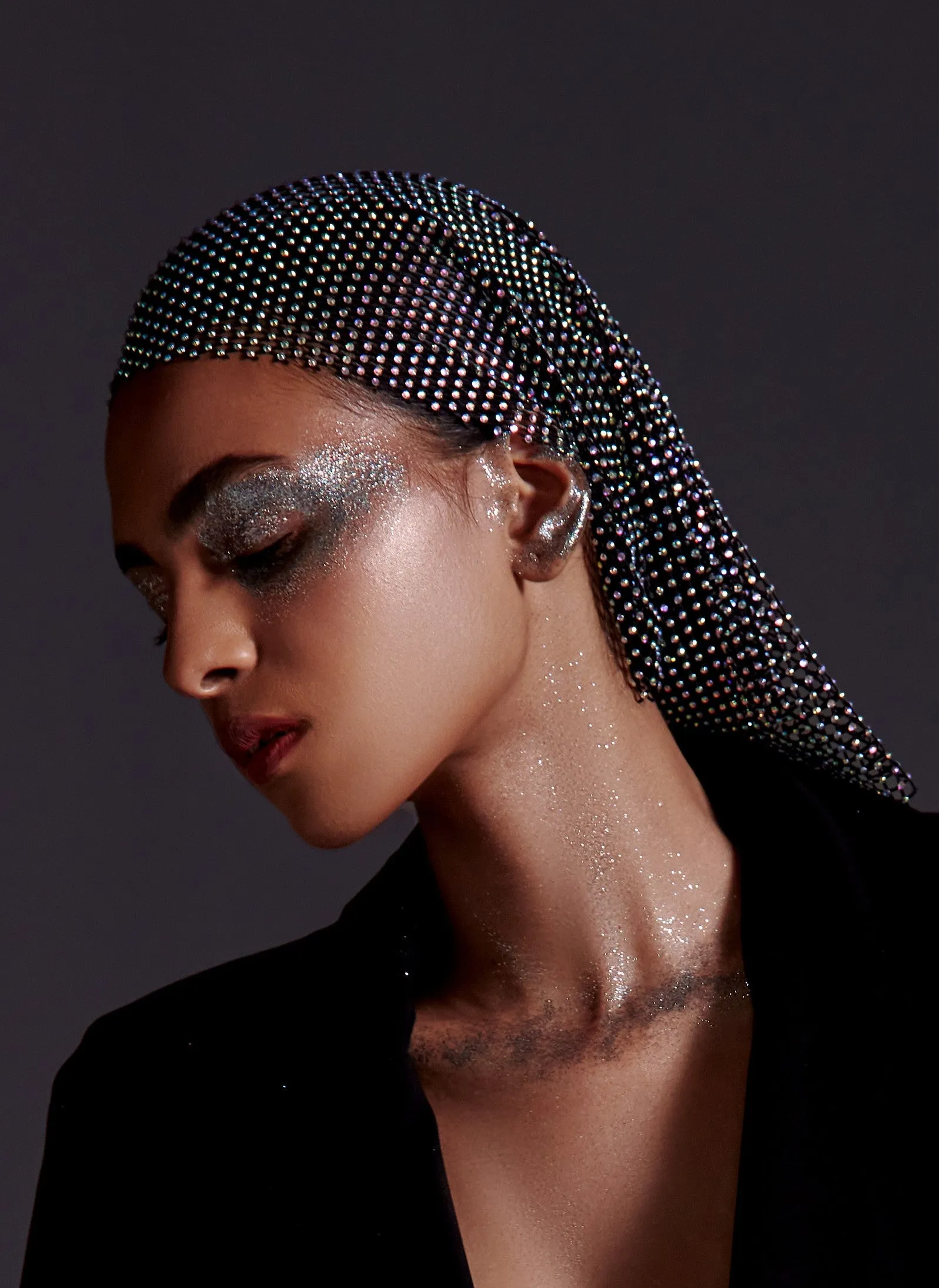 Diamond Mesh Scarf-Black