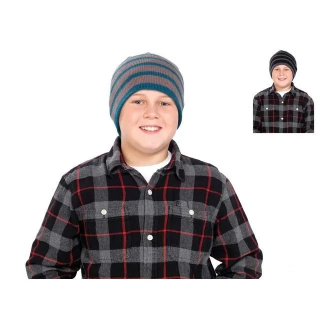 Kids Striped Beanie Hat - Pack of 12