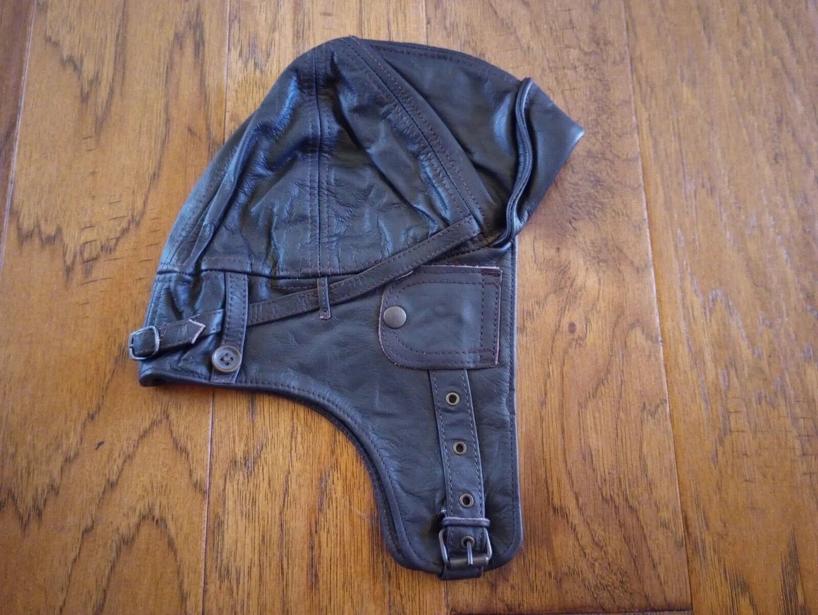 LEATHER AVIATOR HELMET CAP WWII GERMAN BROWN NEW REPRODUCTION LARGE