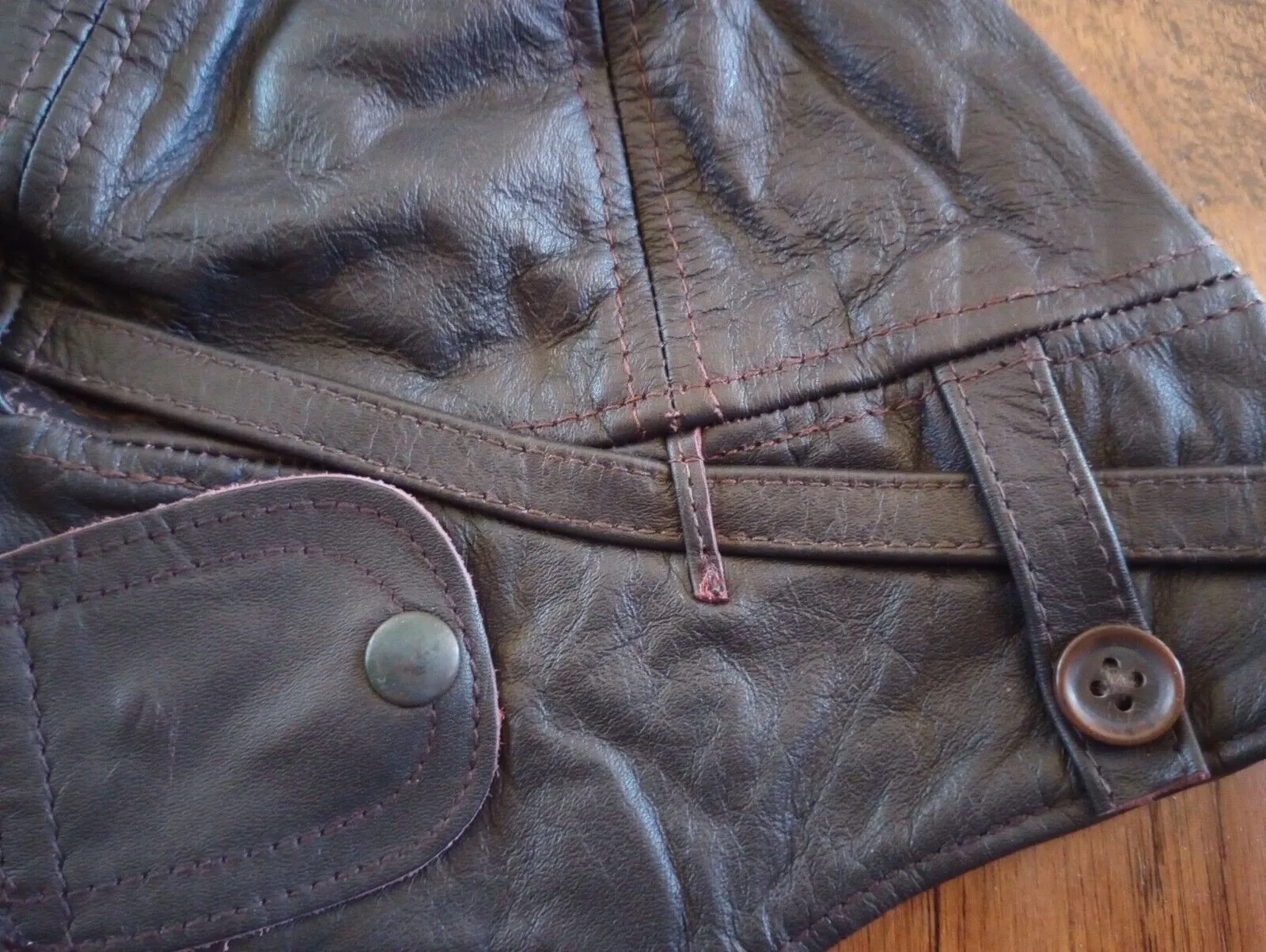 LEATHER AVIATOR HELMET CAP WWII GERMAN BROWN NEW REPRODUCTION LARGE