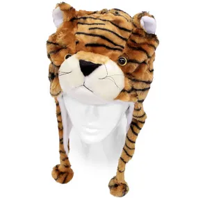 Plush Soft 3D Animal Trooper Trapper Hat Ear Flaps Fleece Liner Brown Tiger