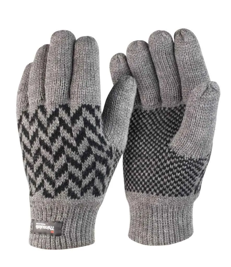 Result Pattern Thinsulate™ Gloves | Grey/Black