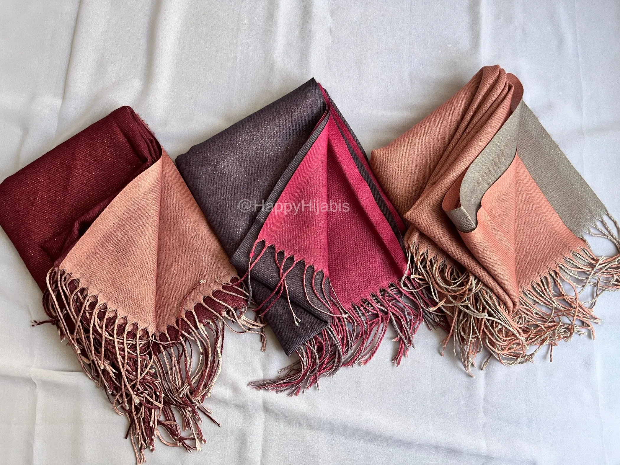 Reversible Moonlight Pashmina- Maroon Pink