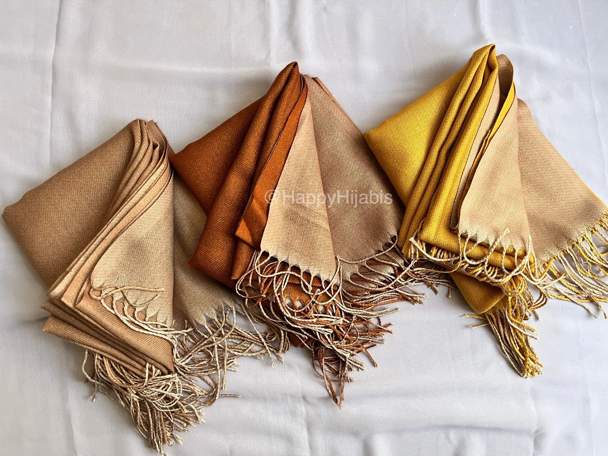 Reversible Moonlight Pashmina- Mustard Cream
