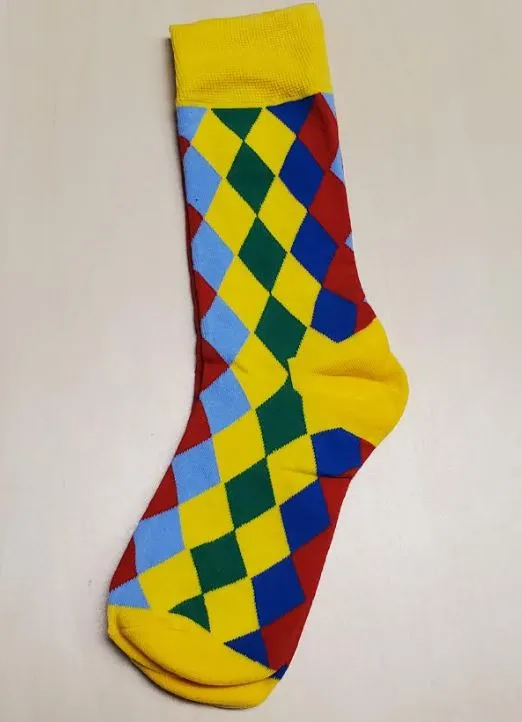 SF1072 Yellow Colorful Diamond Design Socks