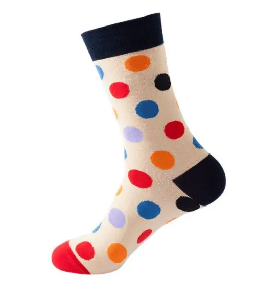 SF1086 Beige Colorful Polka Dot Socks