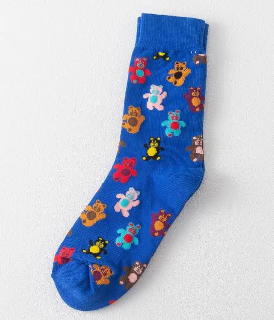 SF838 Royal Blue Colorful Teddy Bears Socks