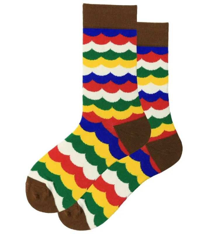 SF854 Colorful Scalloped Stripes Socks