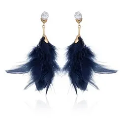 TID | Feather Dangles with Fresh Water Pearl Earrings Navy