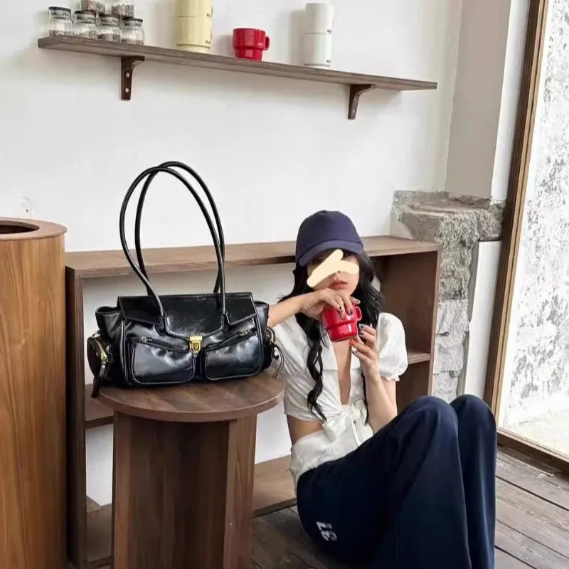 UAKISS  -  Japanese Casual Fashion Simple Women's Handbags All Match Y2k Aesthetic Vintage Shoulder Bags Trendy Punk Fashion Underarm Bag