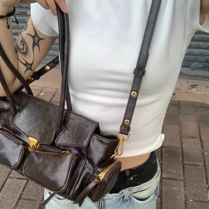 UAKISS  -  Japanese Casual Fashion Simple Women's Handbags All Match Y2k Aesthetic Vintage Shoulder Bags Trendy Punk Fashion Underarm Bag