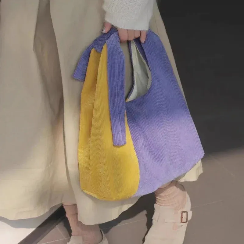 UAKISS  -  Japanese Kawaii Cute Girls Top-Handle Bags Contrast Color Chic Y2k Aesthetic Handbags Women Trendy Fashion Shoulder Underarm Bag