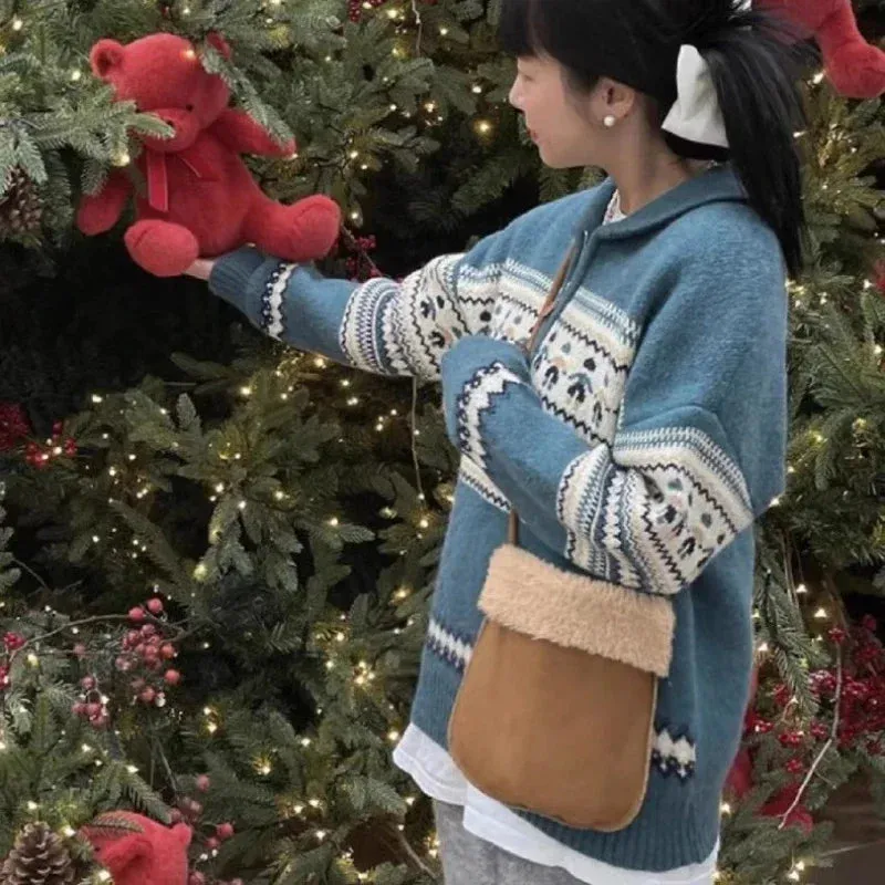 UAKISS  -  Japanese Women Fluffy Fashion Shoulder Bag Casual All Match Trendy Mini Cellphone Bags Vintage Y2k Aesthetic Handbags Crossbody
