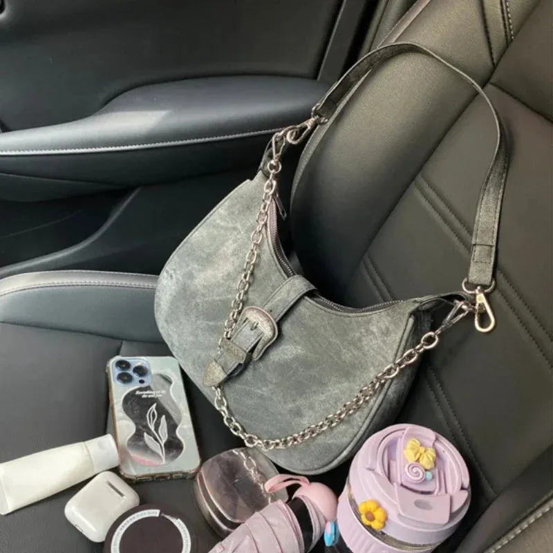 UAKISS  -  Luxury Design Vintage Streetwear Women Underarm Bag Korean Trendy Y2k Casual Handbags Fashion All Match Chic Chain Shoulder Bags