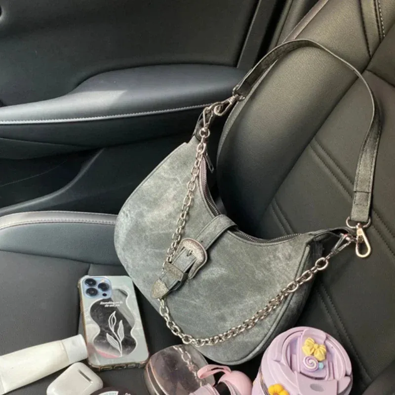 UAKISS  -  Luxury Design Vintage Streetwear Women Underarm Bag Korean Trendy Y2k Casual Handbags Fashion All Match Chic Chain Shoulder Bags