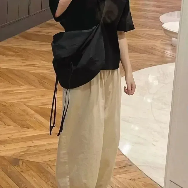 UAKISS  -  New Solid Men Women Drawstring Crossbody Bag Casual Simple Trendy All Match Handbags Fashion Y2k Aesthetic Shoulder Bags Korean