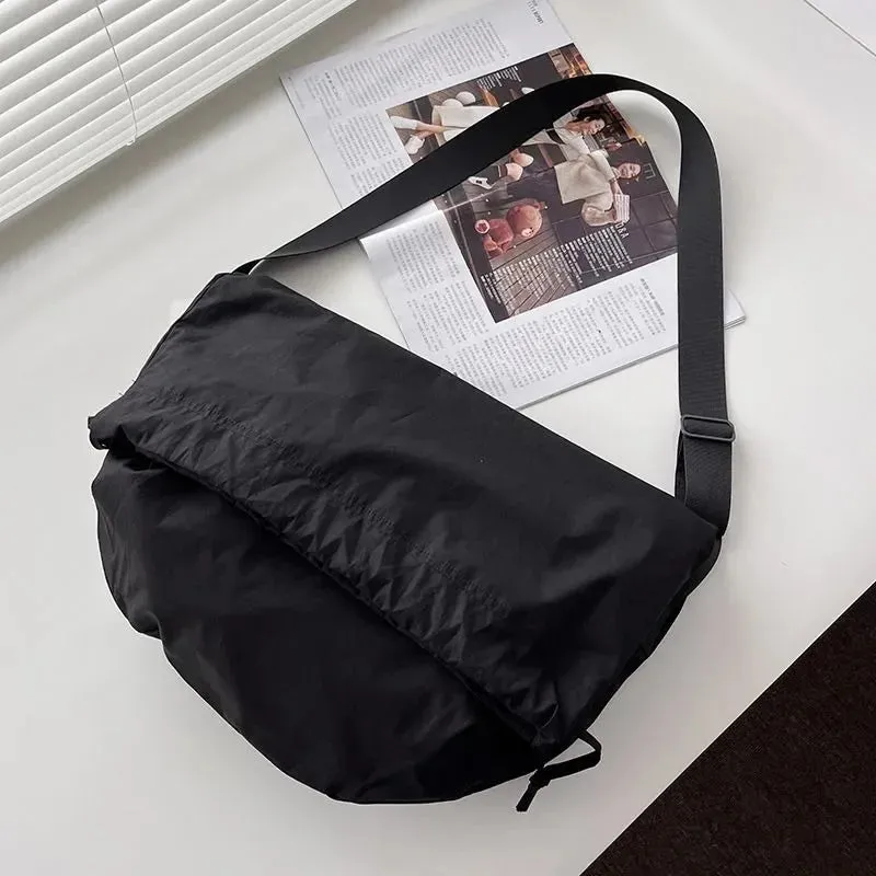 UAKISS  -  New Solid Men Women Drawstring Crossbody Bag Casual Simple Trendy All Match Handbags Fashion Y2k Aesthetic Shoulder Bags Korean