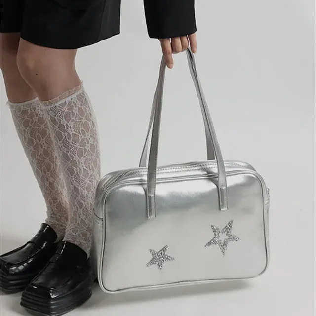 UAKISS  -  Trendy Y2k Aesthetic Japanese Sweet Women's Handbags Korean Vintage Casual Star Shoulder Underarm Bag Fashion Diamond Tote Bags